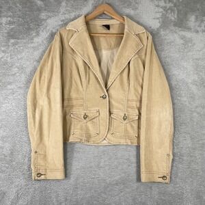 FUBU Corduroy Jacket Womens Large Tan Western Streetwear Y2K 2000s Vintage